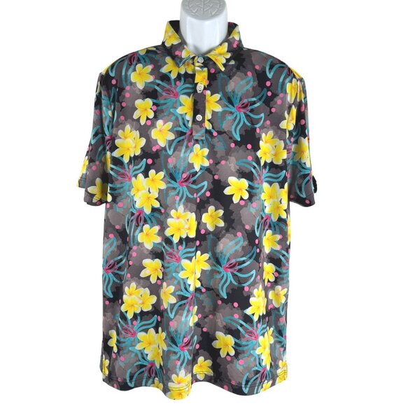 Sunday Swagger Polo Shirt Mens XL Floral Short Sleeve Golf Stretch‎ TP-3404 - Picture 1 of 8